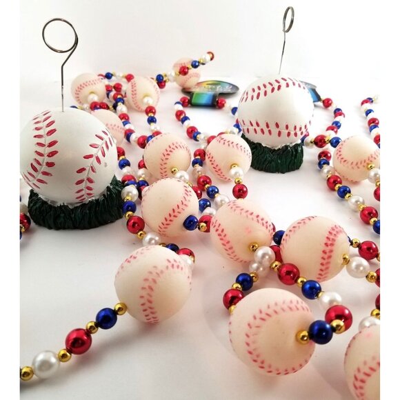 Baseball Necklaces Photo Holder Birthday MLB World Series Party Beads Lot 8 - Picture 2 of 7